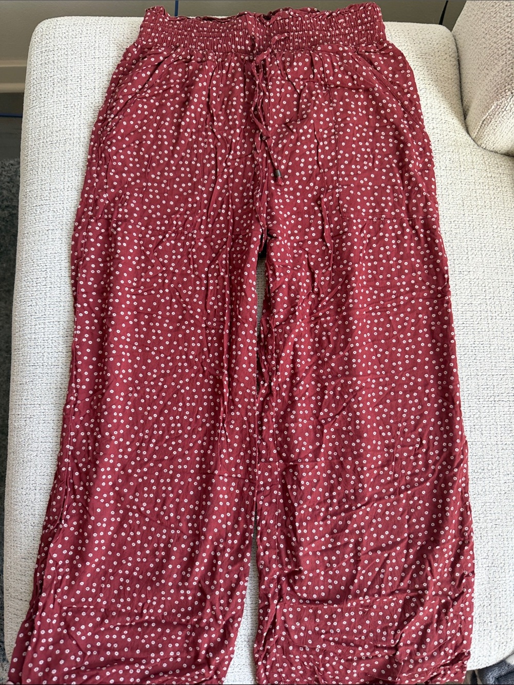Abercrombie & Fitch Red Polka Dot Wide-Leg Pants